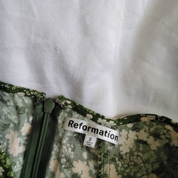 Reformation Women's Zoe Midi Skirt Size 4 Green Micro Floral Cottagecore BOHO - Picture 5 of 6